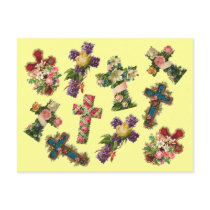 Vintage Floral Cross Post Card