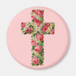 Vintage Floral Cross Refrigerator Magnets