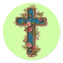 Vintage Floral Cross Sticker