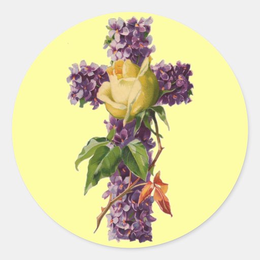Vintage Floral Cross Stickers