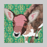 Vintage Floral Fawn Green Art Canvas canvas prints