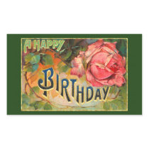 Vintage Floral Happy Birthday Round Sticker