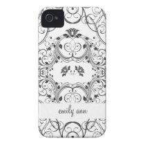 Vintage Floral Lace in black Pattern Iphone 4 Case-mate Case