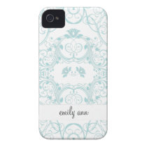 Vintage Floral Lace in Teal Pattern Iphone 4 Cases
