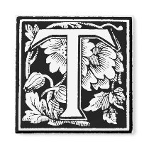 Vintage Floral Letter T - Magnet