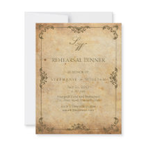 Vintage Floral Monogram Rehearsal Dinner Card