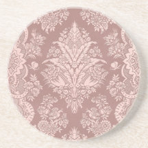 Vintage Floral on Rosy Beige Drink Coasters