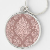 Vintage Floral on Rosy Beige Keychains