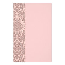 Vintage Floral on Rosy Beige Stationery Design