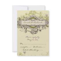 Vintage Floral RSVP Cards for Square Invites