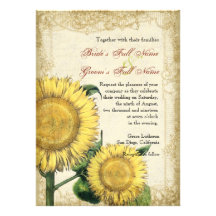 Vintage Floral Sunflowers - Autumn Fall Wedding Personalized Invites