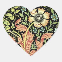 Vintage Floral Wallpaper Heart Sticker