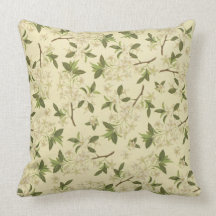 Vintage Floral Wallpaper Throw Pillow