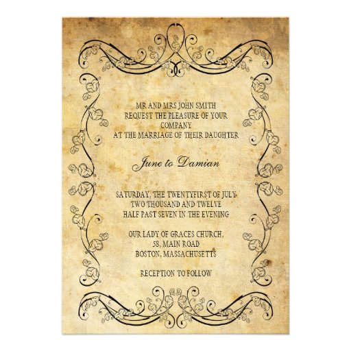 Vintage Floral Wedding Invitation