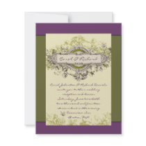 Vintage Floral Wedding Reception Invitations