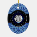 Vintage Florentine Damask (Blue) (Wedding) Christmas Tree Ornaments