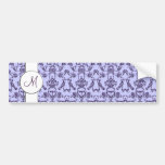 Vintage Florentine Damask (Monogram) (Lilac) Bumper Sticker