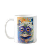 Vintage Flower Power Cat Mug