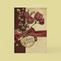 Vintage Flowers Birthday cards