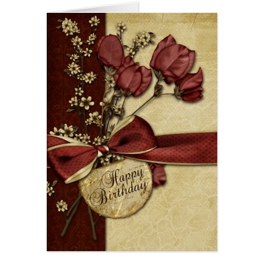 Vintage Flowers Birthday Greeting Cards