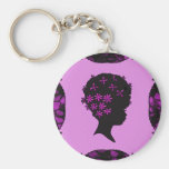 Vintage Flowers In Afro Keychain