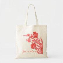 Vintage Flowers in Bold Colours, Orange and Pink Canvas Bag