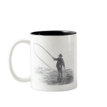 Vintage Fly Fishing Art Coffee Mug