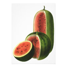 Vintage Food Fruit Organic Watermelons, Tall Round Custom Invite