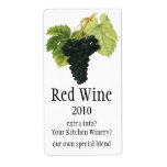 Vintage Food, Fruit, Red Wine Grapes, Vine Leaves Personalized Shipping Labels