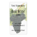 Vintage Food, Fruit, Red Wine Grapes, Vine Leaves Custom Shipping Labels