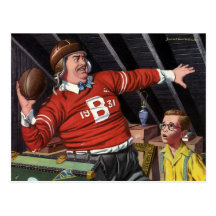 Vintage Football Dad and Son Postcard