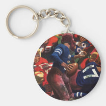Vintage Football Player; Quarterback with the Ball Key Chains