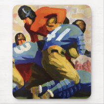 Vintage Football Players Playing a College Game Mouse Pad