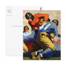 Vintage Football Players Playing a College Game Post Card