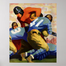 Vintage Football Players Playing a College Game Print