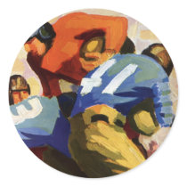 Vintage Football Players Playing a College Game Round Stickers