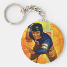 Vintage Football, Quarterback Running with Ball Keychain
