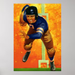 Vintage Football, Quarterback Running with Ball Posters