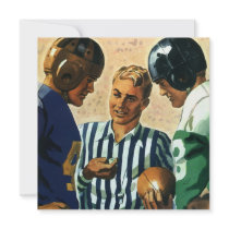 Vintage Football, Referee and Players Coin Toss Custom Invite