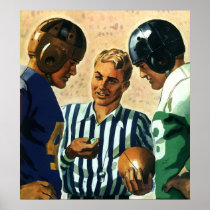 Vintage Football, Referee and Players Coin Toss Posters
