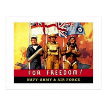 VIntage For Freedom Navy, Army, Air Force recruiti Postcards