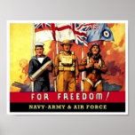 VIntage For Freedom Navy, Army, Air Force recruiti Posters