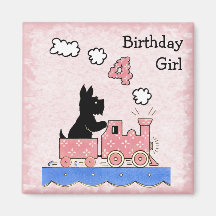 Vintage Four Year Old Birthday Girl Magnet