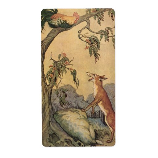 Vintage Fox, the Cock and the Dog Aesop's Fable Shipping Labels