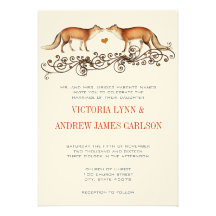 Vintage Foxes Wedding Invitation