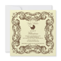 Vintage Frame Brown Yellow Baby Shower Invitation