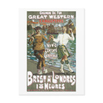 Vintage France England Train Travel Ad Post Cards