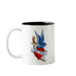Vintage Free Bird, Dagger and Heart Tattoo mugs