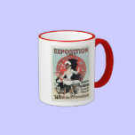 Vintage French art nouveau exposition ad mugs