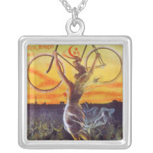 Vintage French Bicycle Art Necklace ~